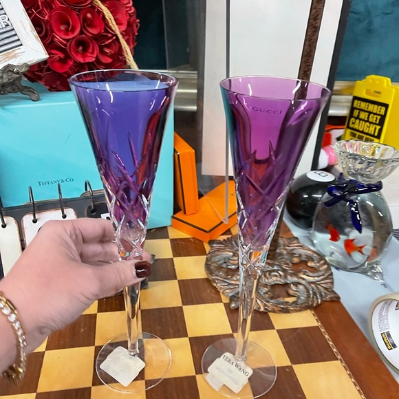 Verawang Waterford Lismore Pops Purple Toasting Flute Pair - Picture 3 of 14
